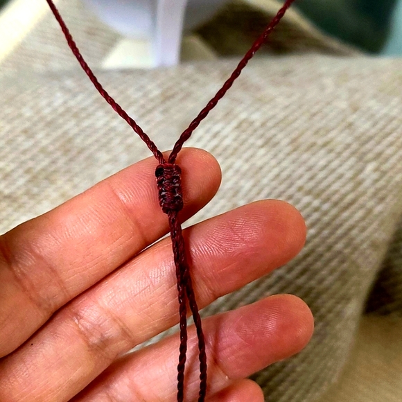 Handmade Macrame Jewelry Set, Maroon with Tiger's Eye Stone - Picture 10 of 12